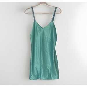 Morgan Taylor Satin Chemise Slip Blue Y2K Coquette Lingerie‎ Nightgown M
